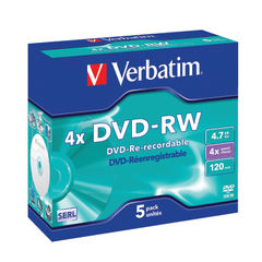 View more details about Verbatim DVD-RW 4x 4.7GB (Pack of 5)