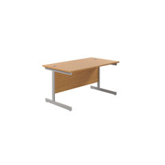 View more details about Jemini 1400x800mm Nova Oak/Silver Single Rectangular Desk