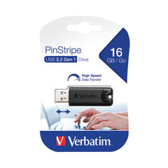 View more details about Verbatim Pinstripe 16GB Black Flash Drive USB 3.0