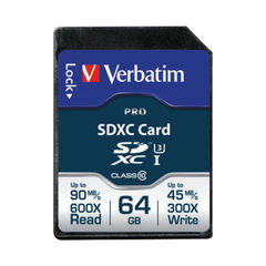 View more details about Verbatim Pro U3 64GB SDXC Memory Card