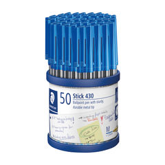 View more details about Staedtler Stick 430 Medium Blue Ballpoint Pen (Pack of 50)