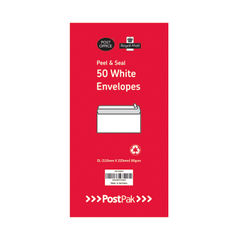 View more details about PostPak DL White Peel and Seal 50 Envelopes (Pack of 10)