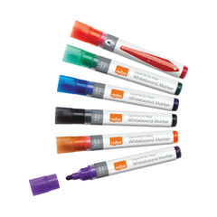 View more details about Nobo Liquid Ink Assorted Colours Drywipe Markers (Pack of 6)