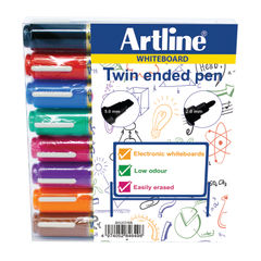 View more details about Artline Assorted 2-in-1 Whiteboard Markers (Pack of 8)