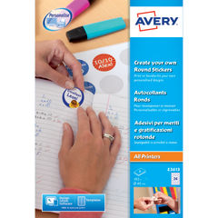 View more details about Avery White 40mm Diameter Create Your Own Round Stickers (Pack of 192)