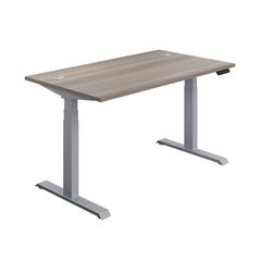 View more details about Jemini 1200x800mm Grey Oak/Silver Sit Stand Desk