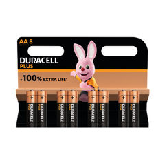 View more details about Duracell Plus AA Battery Alkaline 100% Extra Life (Pack of 8)