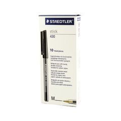 View more details about Staedtler Stick 430 Ballpoint Pen Medium Black (Pack of 10)