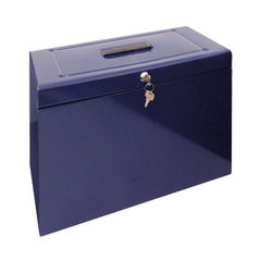 View more details about Staples Metal Box File Foolscap Lockable 290x220x430mm Blue