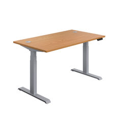 View more details about Jemini 1400x800mm Nova Oak/Silver Sit Stand Desk