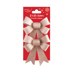 View more details about Eurowrap 2 Glitter Bows Rose Gold 13x14.5cm (Pack of 6)