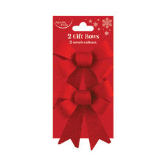 View more details about Eurowrap 2 Glitter Bows Red 13x14.5cm (Pack of 6)