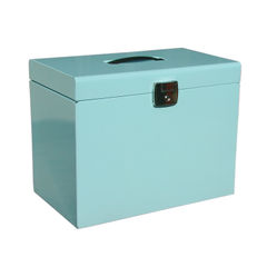 View more details about Metal Box File A4 Lockable 290x370x230mm Ice Blue