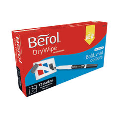 View more details about Berol Drywipe Pen Fine Black (Pack of 12)