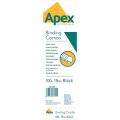 View more details about Fellowes Apex 19mm Black Plastic Binding Comb (Pack of 100)