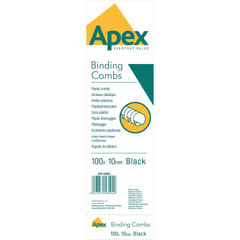 View more details about Fellowes Apex 10mm Black Plastic Binding Comb (Pack of 100)