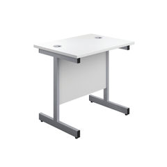 View more details about Jemini 800x600mm White/Silver Single Rectangular Desk KF800316