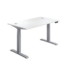 View more details about Jemini 1200x800mm White/Silver Sit Stand Desk