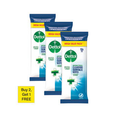 View more details about Dettol Antibacterial Cleansing Surface Wipes 3 for 2 (Pack of 3)