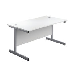 View more details about First 1400x800mm White/Silver Single Rectangular Desk