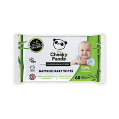 View more details about Cheeky Panda Biodegradable Bamboo Baby Wipes Packet of 60 Wipes (Pack of 12)