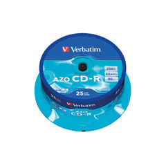 View more details about Verbatim CD-R AZO 52x 700MB Crystal Spindle (Pack of 25)