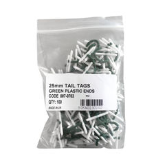 View more details about Green 25 mm Plastic Ended Treasury Tail Tags (Pack of 100)