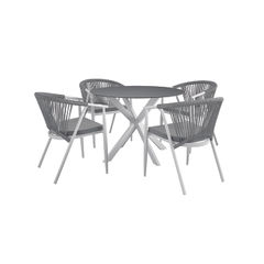 View more details about CL Circi 5-Piece Outdoor Dining Set Black and White