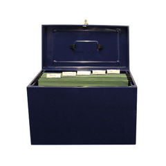 View more details about Cathedral Blue Foolscap Lockable Metal Box File