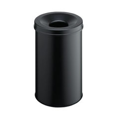 View more details about Durable Metal Waste Bin with Fire Extinguishing Lid 30 Litre Black