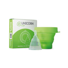 View more details about Unicorn Medical Grade Silicone Menstrual Cup/Sterilising Unit Green