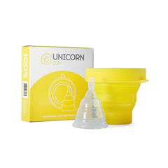 View more details about Unicorn Medical Grade Silicone Menstrual Cup/Sterilise Unit Yellow