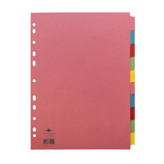 View more details about Concord A4 Plain Tabs Assorted Colours 10 Part Index Divider