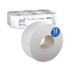 View more details about Scott White 2-Ply Mini Jumbo Toilet Rolls (Pack of 12)