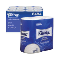 View more details about Kleenex White 4-Ply Quilted Toilet Rolls (Pack of 24)