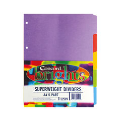 View more details about Concord A4 Bright Colours 5 Part Index Dividers