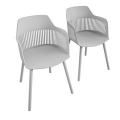 View more details about CL Camelo Resin Dining Chairs Light Grey (Pack of 2)