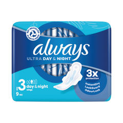 View more details about Always Ultra Day And Night Sanitary Pads With Wings Size 3 (16 Packs of 9)