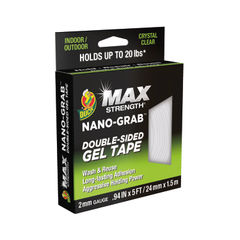 View more details about Ducktape Max Strength Nano Grab Double Sided Gel Tape 24mmx1.5m Clear (Pack of 6