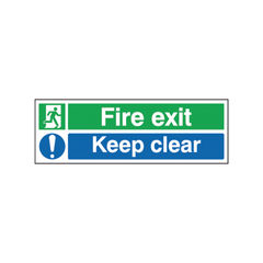 View more details about Fire Exit 150 x 450mm Self-Adhesive Keep Clear Safety Sign