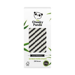 View more details about Cheeky Panda Bamboo Paper Straw Black Stripes (Pack of 250)