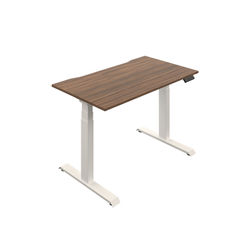 View more details about Okoform Dual Motor Sit/Stand Heated Desk 1600x800x645-1305mm Dark Walnut/White