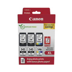 View more details about Canon PG-545XL x2/CL-546XL Inkjet Cartridge + Photo Paper Black/Colour