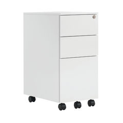 View more details about First H615mm White 3 Drawer Slimline Under Desk Pedestal