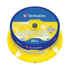 View more details about Verbatim Non-Printable 4.7GB 4x DVD+RW Discs (Pack of 25)