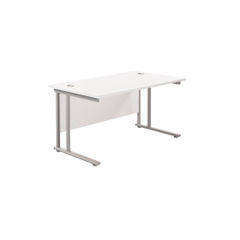 View more details about Jemini 1200x800mm White/Silver Rectangular Cantilever Desk