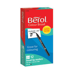 View more details about Berol Colour Broad Markers Black (Pack of 12)