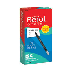 View more details about Berol Colour Fine Markers Black (Pack of 12)
