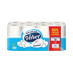 View more details about Velvet Comfort 2-Ply Toilet Rolls Longer Rolls (Pack of 16)