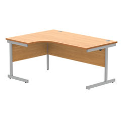 View more details about Astin Radial Left Hand SU Cantilever Desk 1600x1200x730mm Norwegian Beech/Silver